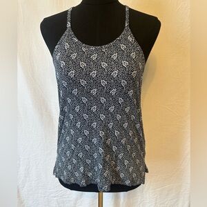 GAP Luxe Floral Racerback Tank Top Navy White XS